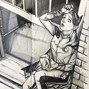 Sketch: Batgirl taking a break