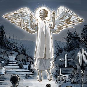 Illustration: Angel in the graveyard
